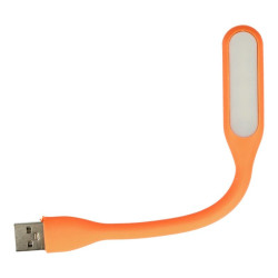 Mocna giętka Lampka silikonowa 6 LED USB do laptopa PC pomarańczowa