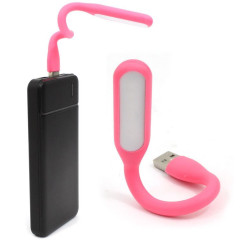 Mocna giętka Lampka silikonowa 6 LED USB do laptopa PC różowa