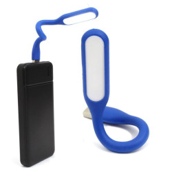Mocna giętka Lampka silikonowa 6 LED USB do laptopa PC niebieska