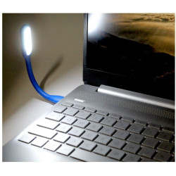 Mocna giętka Lampka silikonowa 6 LED USB do laptopa PC niebieska
