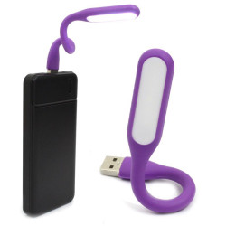 Mocna giętka Lampka silikonowa 6 LED USB do laptopa PC fioletowa