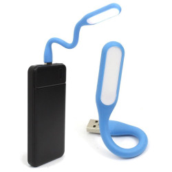 Mocna giętka energooszczędna Lampka silikonowa 6 LED USB do laptopa PC jasnoniebieska