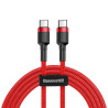 Kabel PD Powe Delivery USB-C - USB-C BASEUS 60W 20V 3A przewód do szybkiego ładowania 2m czerwony