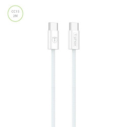 Kabel PD Power Delivery USB-C - USB-C 60W 3A CC15 2m przewód wspierający szybkie ładowanie biały