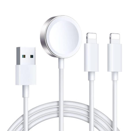 Ładowarka bezprzewodowa indukcyjna do smartwatch Apple Watch / do telefonu Apple Watch / do Apple AirPods + 2 x Lightning 3w1