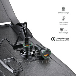 Ładowarka samochodowa do telefonu K2 USB QC + PD Power Delivery 20W PrestiCo