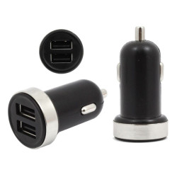 Ładowarka samochodowa do telefonu USB 1A + 2.1A CZARNA