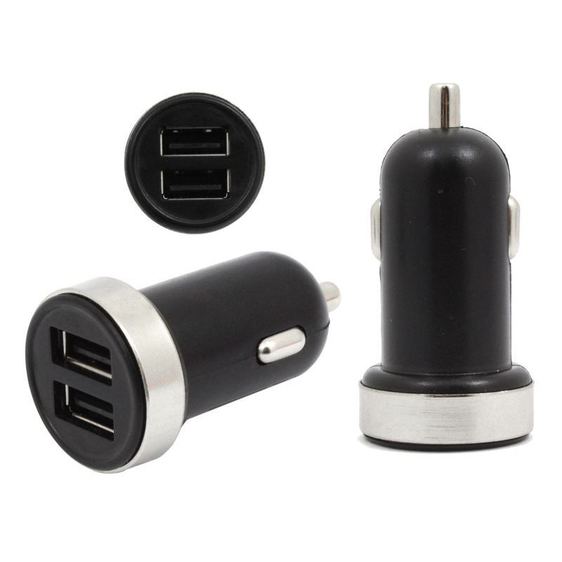 Ładowarka samochodowa do telefonu USB 1A + 2.1A CZARNA