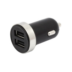 Ładowarka samochodowa do telefonu USB 1A + 2.1A CZARNA