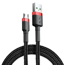 Kabel USB - Micro USB 1m czarny - przewód mikro wspierający szybkie ładowanie nylon HQ 5A