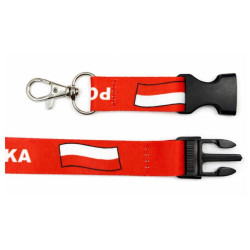 Smycz na szyję Polska na telefon i klucze 20mm 52cm - patriotyczna smycz czerwona