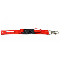 Smycz na szyję Polska na telefon i klucze 20mm 52cm - patriotyczna smycz czerwona