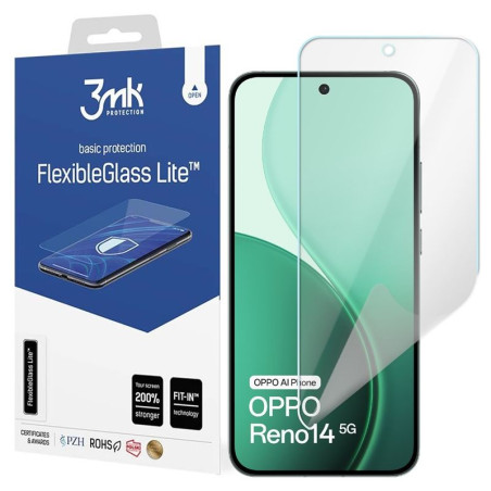 3MK FLEXIBLE GLASS Lite szkło hybrydowe na telefon OPPO Reno 14 5G CPH2737 / Reno 14F 5G CPH2743 / Reno 14FS 5G CPH2743