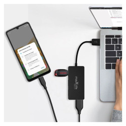 HUB 4 x USB rozdzielacz adapter przejściówka rozgałęźnik + kabel 1,5m czarny