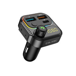 Transmiter FM bluetooth samochodowy + ładowarka samochodowa USB Typ C USB-C PD Power Delivery 36W Quick Charge QC 3.0 TR-01