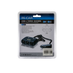 Rozgałęźnik zapalniczki rozdzielacz 3 gniazda 120W + 2xUSB A 4,2A ROZ16 czarny