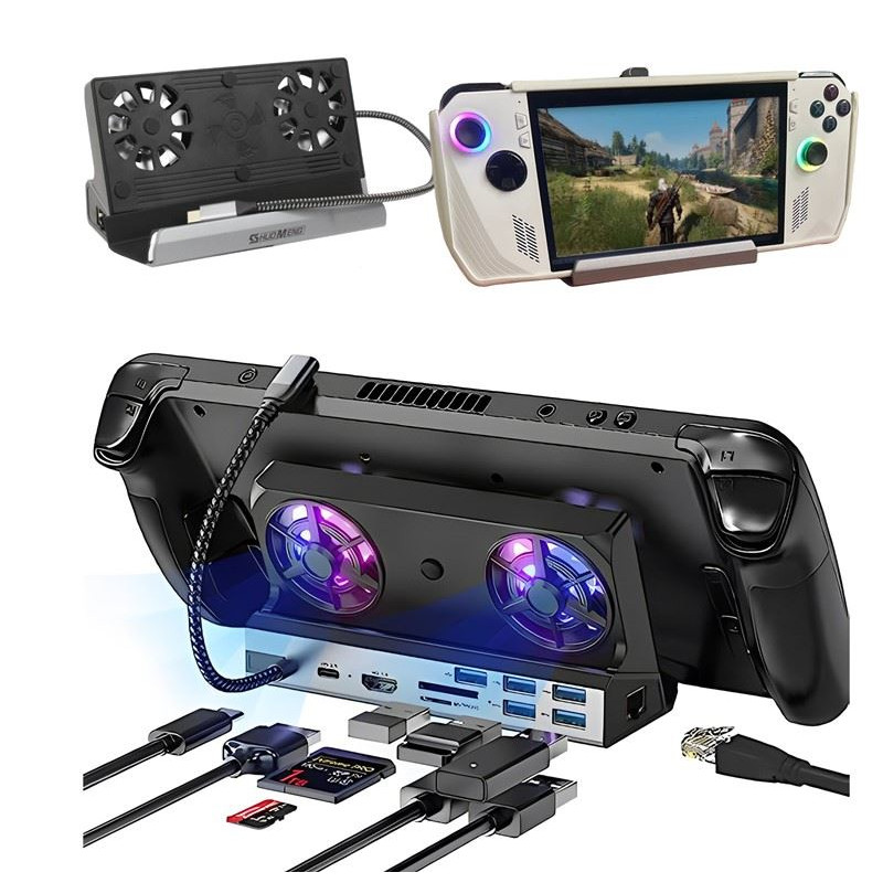 Wielofunkcyjna stacja dokująco chłodząca do konsoli ASUS ROG Ally / Valve Steam Deck / Lenovo Legion Go / Razer Edge czarna