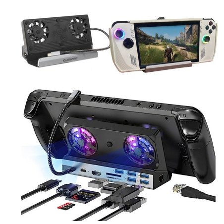 Wielofunkcyjna stacja dokująco chłodząca do konsoli ASUS ROG Ally / Valve Steam Deck / Lenovo Legion Go / Razer Edge czarna