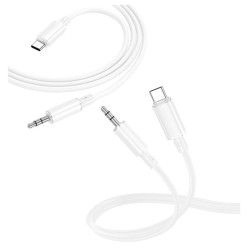 Kabel USB-C jack 3.5mm biały - adapter audio z DAC