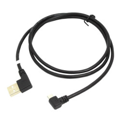 Kabel PC Micro USB - USB 1m przewód kątowy 90 stopni czarny