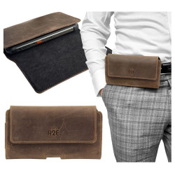 Etui Kabura skórzana A2E CRAZY 3D XXXL na telefon do paska brązowa