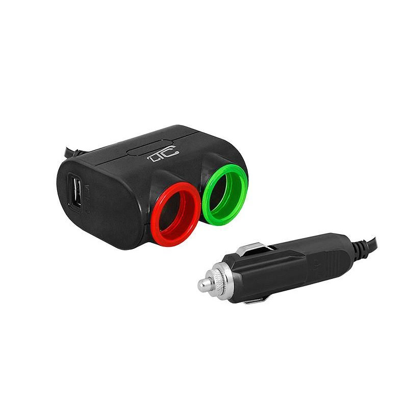 Rozgałęźnik zapalniczki 2 gniazda + USB 1,2A ROZ1