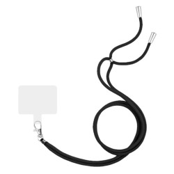 Smycz tasiemka mocna na szyję do telefonu i kluczy regulowana 84cm x 0,5cm czarna