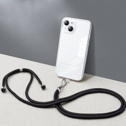 Smycz tasiemka mocna na szyję do telefonu i kluczy regulowana 84cm x 0,5cm czarna