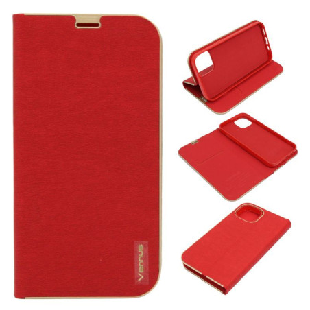 Etui Flip Vennus na telefon Apple iPhone 14 A2882 czerwone