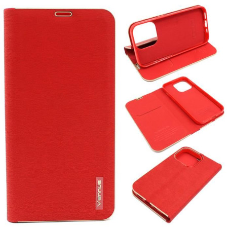 Etui Flip Vennus na telefon Apple iPhone 14 Pro A2890 czerwone