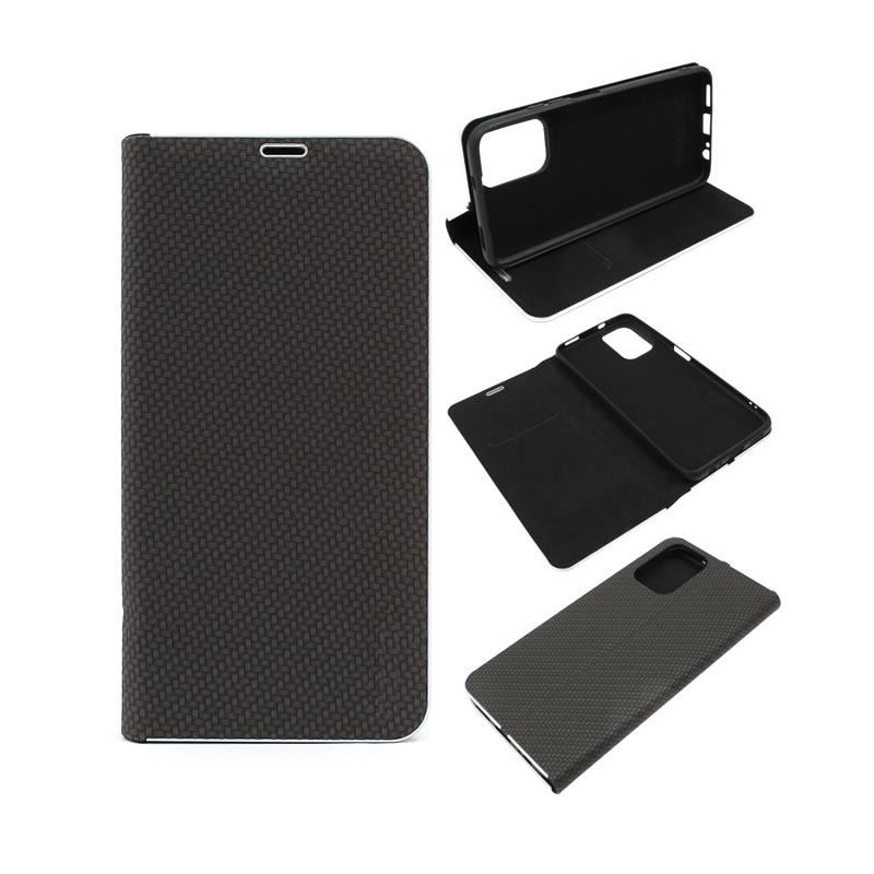 Etui Flip Vennus na telefon Xiaomi Redmi Note 10 / 10S / POCO M5s czarne carbon