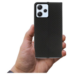 Etui Flip Vennus na telefon Xiaomi Redmi 12 4G 23053RN02Y czarne CARBON