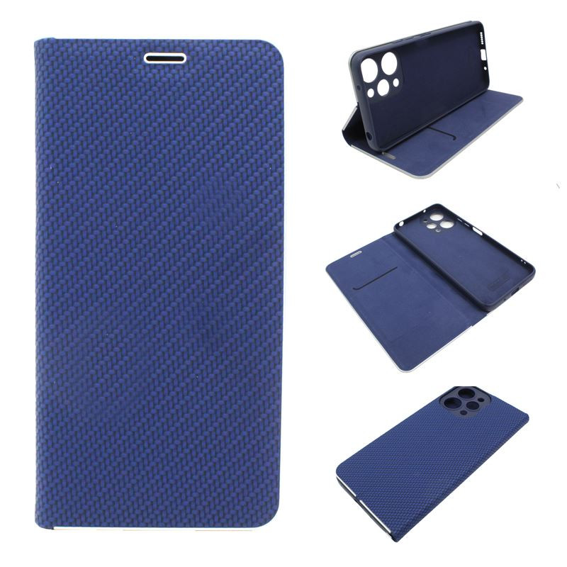 Etui Flip Vennus na telefon Xiaomi Redmi 12 4G 23053RN02Y granatowe CARBON