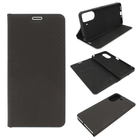 Etui Flip Vennus na telefon Xiaomi Redmi 13C 4G 23108RN04Y / POCO C65 2310FPCA4G czarne CARBON