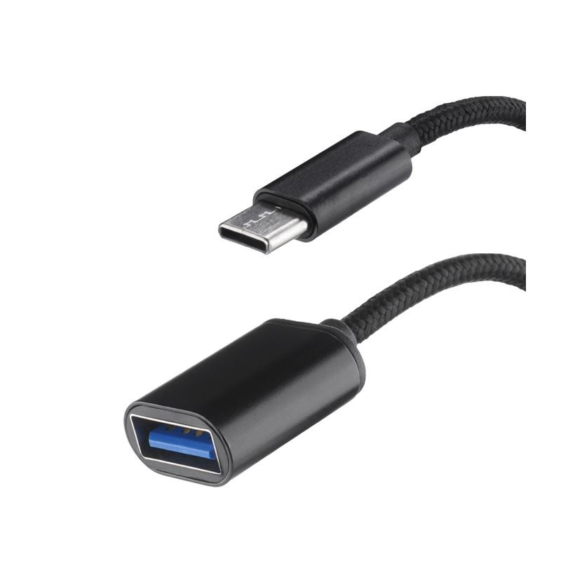 Adapter USB-C na USB-A OTG Host 13cm | Przejściówka nylon czarna