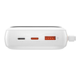 POWERBANK Baseus 20000mAh POWER BANK 20W z LED LCD i QC Quick Charge / PD Power Delivery / SCP kabel Lightning biały