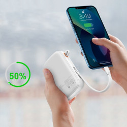 POWERBANK Baseus 20000mAh POWER BANK 20W z LED LCD i QC Quick Charge / PD Power Delivery / SCP kabel Lightning biały