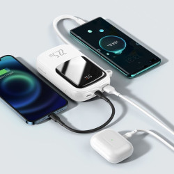 POWERBANK Baseus 20000mAh POWER BANK 22,5W z LED LCD i QC Quick Charge / PD Power Delivery / SCP kabel USB-C biały