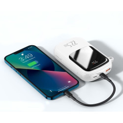 POWERBANK Baseus 20000mAh POWER BANK 22,5W z LED LCD i QC Quick Charge / PD Power Delivery / SCP kabel USB-C biały