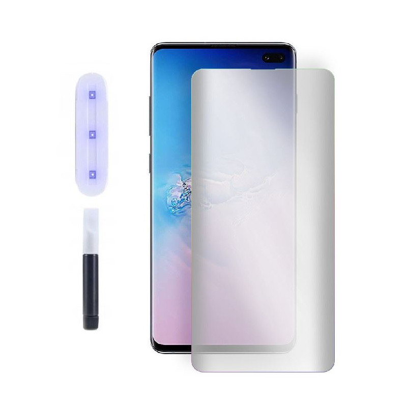 9H SZKŁO hartowane na telefon Samsung Galaxy S10+ G975 UV + lampa bezbarwne