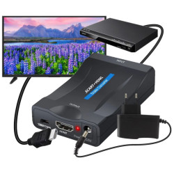 Adapter Eurozłącze na Hdmi 1080p Full HD SCART Przejściówka Konwerter Obrazu Dźwięku EURO AV - HDMI