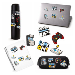 Naklejki 3D gamer Game On Level Up - zestaw 5 szt.