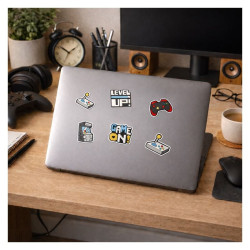 Naklejki 3D gamer Game On Level Up - zestaw 5 szt.