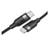Kabel USB-C - USB-C PD 100W 1.5m czarny przewód z nylonowym oplotem do szybkiego ładowania