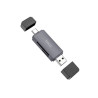 Czytnik kart pamięci USB A USB-A + USB Typ C USB-C 2.0 2w1 SD / microSD 5 Gb/s do 2 TB HB45 szary