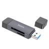 Czytnik kart pamięci USB A USB-A + USB Typ C USB-C 2.0 2w1 SD / microSD 5 Gb/s do 2 TB HB45 szary