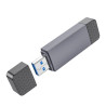 Czytnik kart pamięci USB A USB-A + USB Typ C USB-C 2.0 2w1 SD / microSD 5 Gb/s do 2 TB HB45 szary