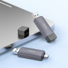 Czytnik kart pamięci USB A USB-A + USB Typ C USB-C 2.0 2w1 SD / microSD 5 Gb/s do 2 TB HB45 szary