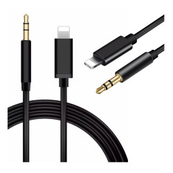 Kabel cyfrowy audio jack 3,5mm - Lightning czarny przewód 1m