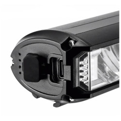 Lampka rowerowa LED na przód uniwersalny zacisk na kierownicę USB mocna czarna